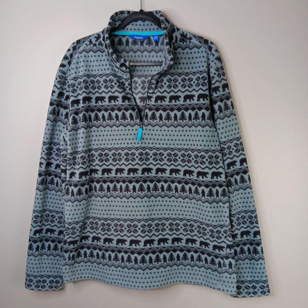 Chubbies Fleece Men's Size XL The Bear Hug Gray 1/4 Zip Pullover Cozy Loungewear